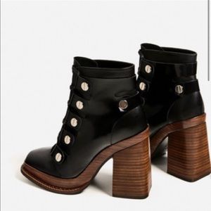Zara Leather and Wood Boots